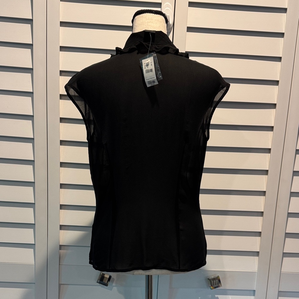 The Limited Black Ruffled button down sheer Blouse - Picture 5 of 11